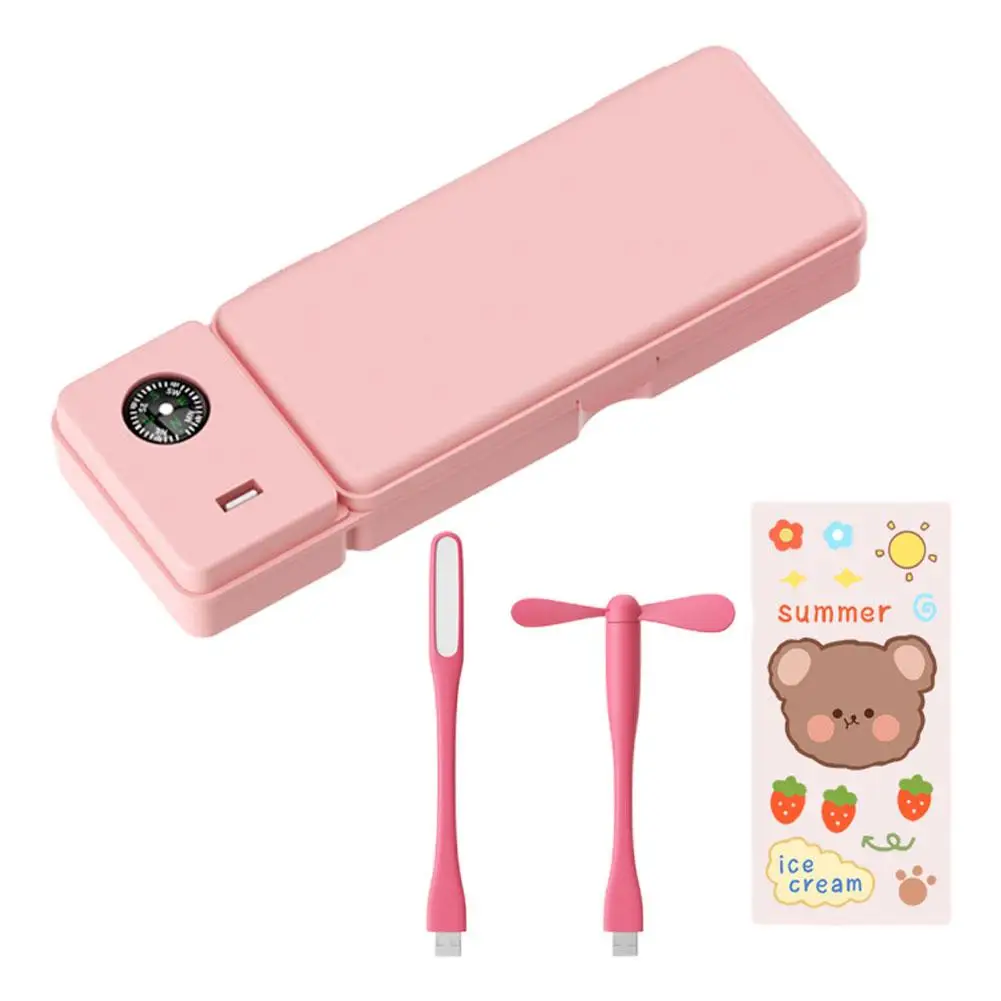 Cute Pencil Box Large-capacity Portable And Multi-functional Stationery Bag With Fan Lamp Ample Storage Space For Child D0H6