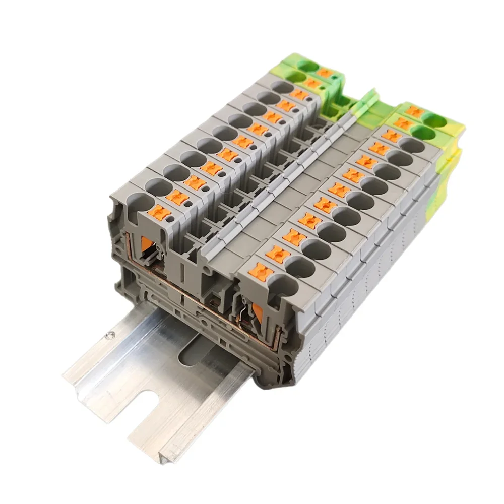 10Pcs PT4 Push-in Din Rail Terminal Strip Plug PT-4 4mm² Cable Connector Electrical Connect Spring Screwless Terminal Block