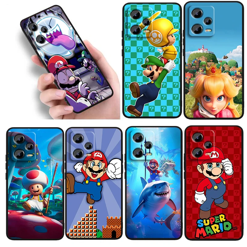 

M-Marios Cute Cartoon Art For Xiaomi Redmi Note 13 12R 12 12S Turbo 11 11T 11S 10 10S Pro Plus 5G Black TPU Phone Case