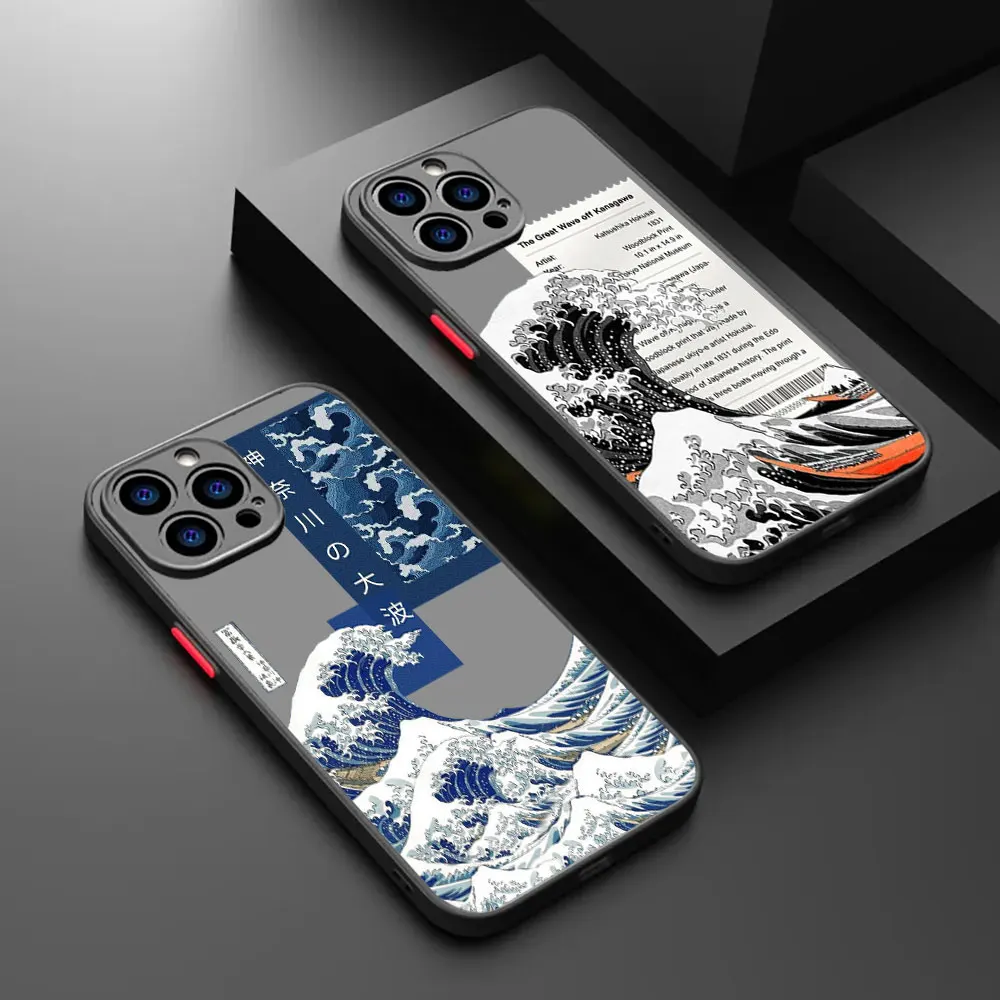 Japan The Great Wave Off Kanagawa Art Cases For iPhone 15 14 13 12 11 XS Pro Max Mini 8 7 Plus SE X XR Phone Case Frosted Cover