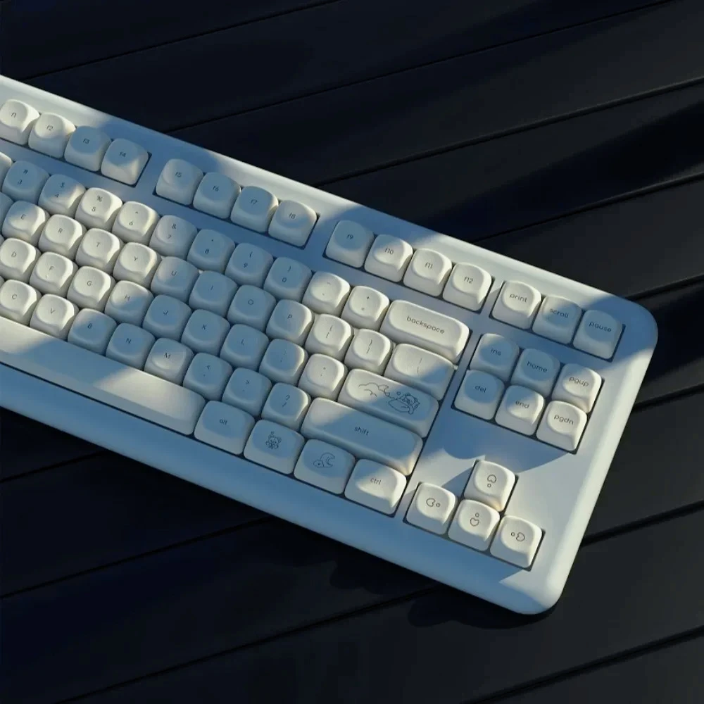 Cute Bear 125 Key White Keycap MOA Configuration PBT Keycap for Cherry MX Switch Mechanical Gamer Keyboard