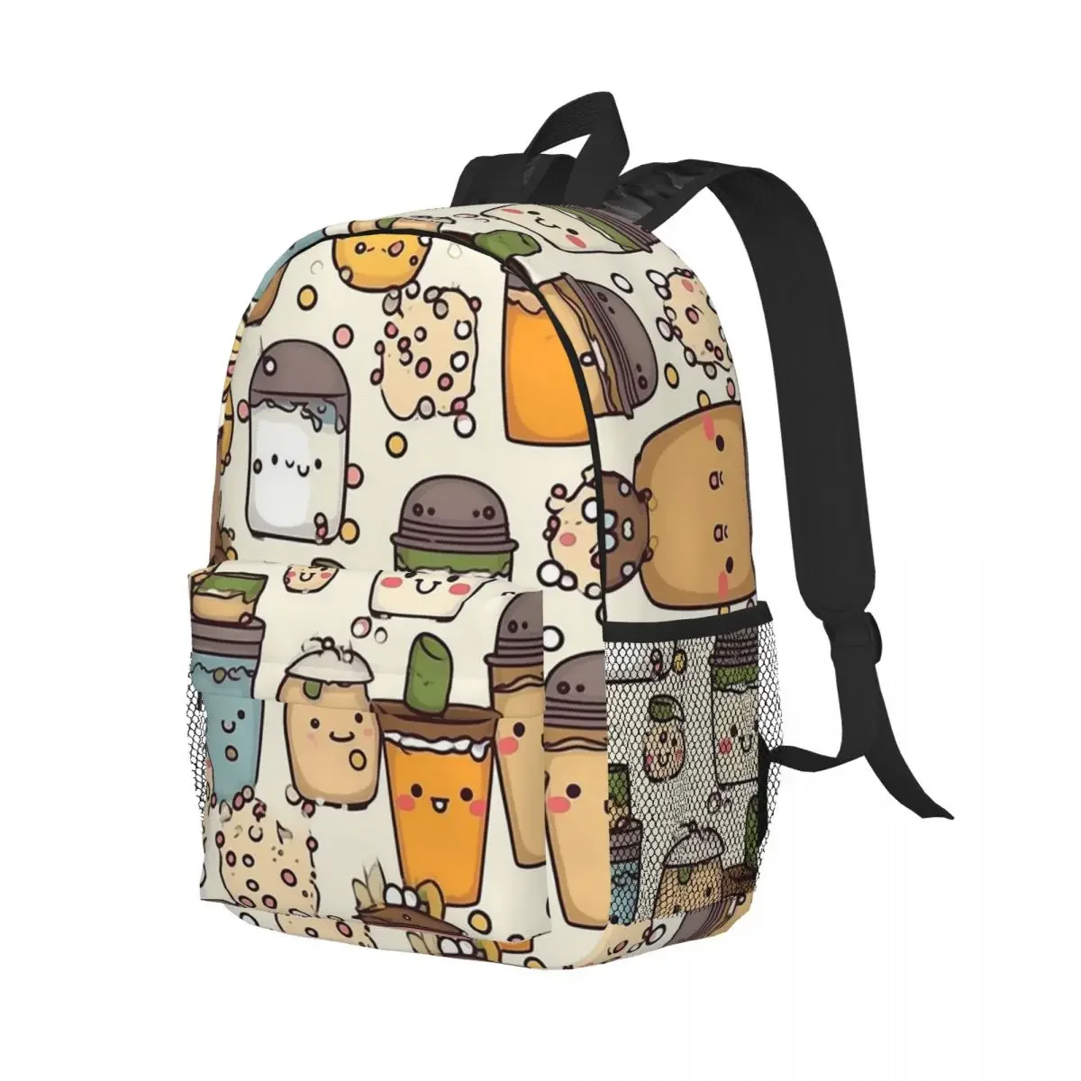 Boba Bubble Tea-mochilas con patrón colorido de dibujos animados, mochila para adolescentes, mochilas escolares de dibujos animados para niños, mochila de viaje, bolso de hombro