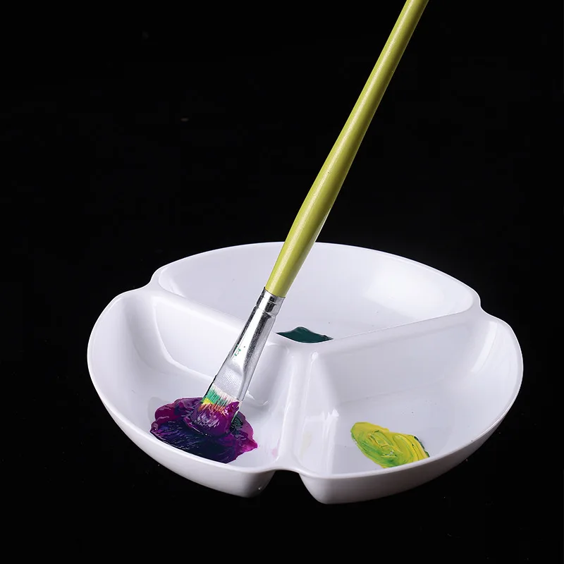 3 Well Round Imitation Porcelain Palette Resists Falling Not Easy To Damage for Gouache Watercolor Acrylic Painting Calligraphy