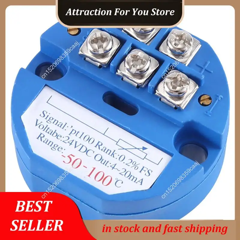 Hot Selling RTD PT100 Temperature Transmitter Module Thermal Resistance -50-100°C DC24V Output 4-20MA Easy Install Easy To Use