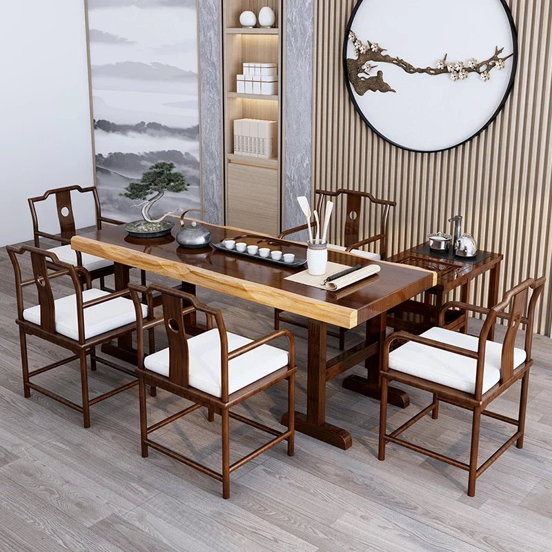 New Chinese style solid wood tea table and chair combination, simple modern  table, Zen  table, office  brewing table