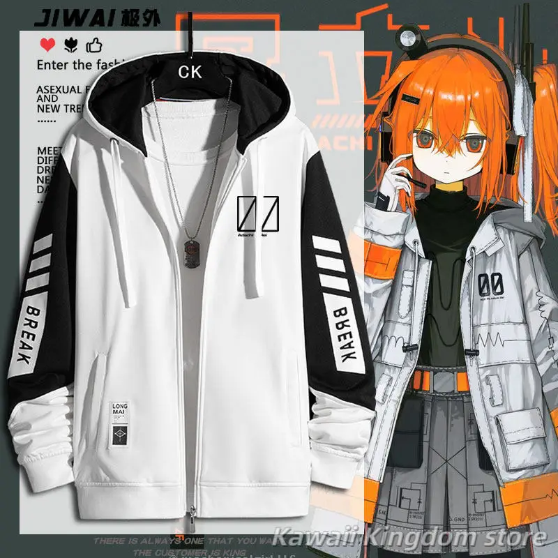 Adachi Rei Langarmjacke, Unisex-Mantel, Kapuzenpullover, Reißverschluss, modisches, cooles Kapuzen-Sweatshirt, Top, Cosplay-Kostüm