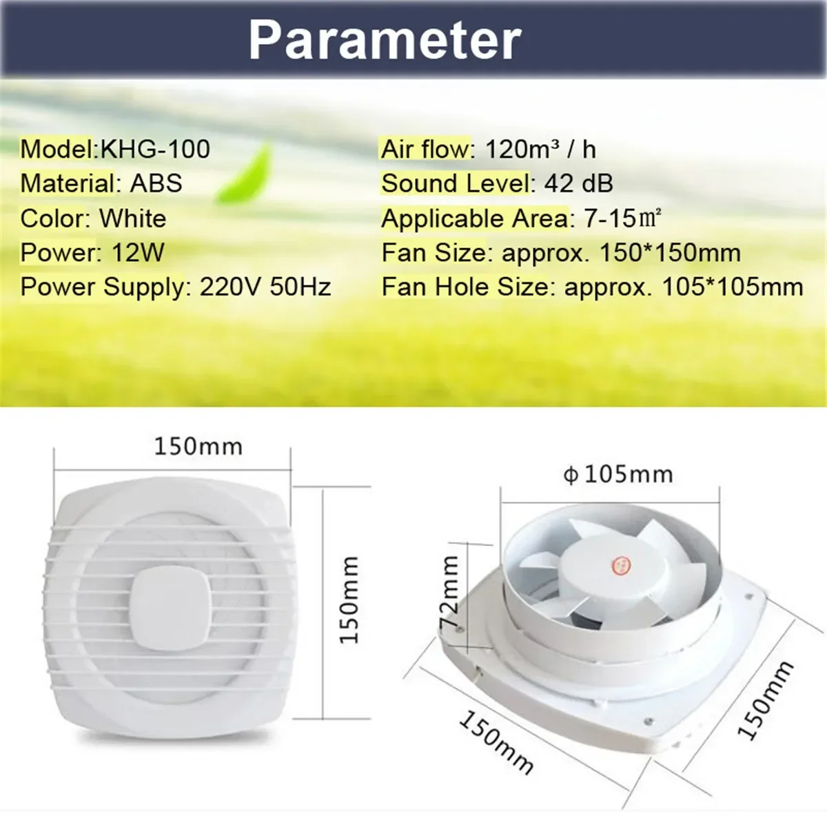 12W 220V 6'' Zugseil Abluftventilator Küche Badezimmer Toilette Kleine Klimaanlage Abluftventilator Belüftung Geräuscharm