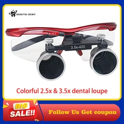 Colorful 2.5X/3.5X 420mm Dental Magnifier Dental Lab Medical Loupes Dentist Magnification Binocular Headlight Headlamp