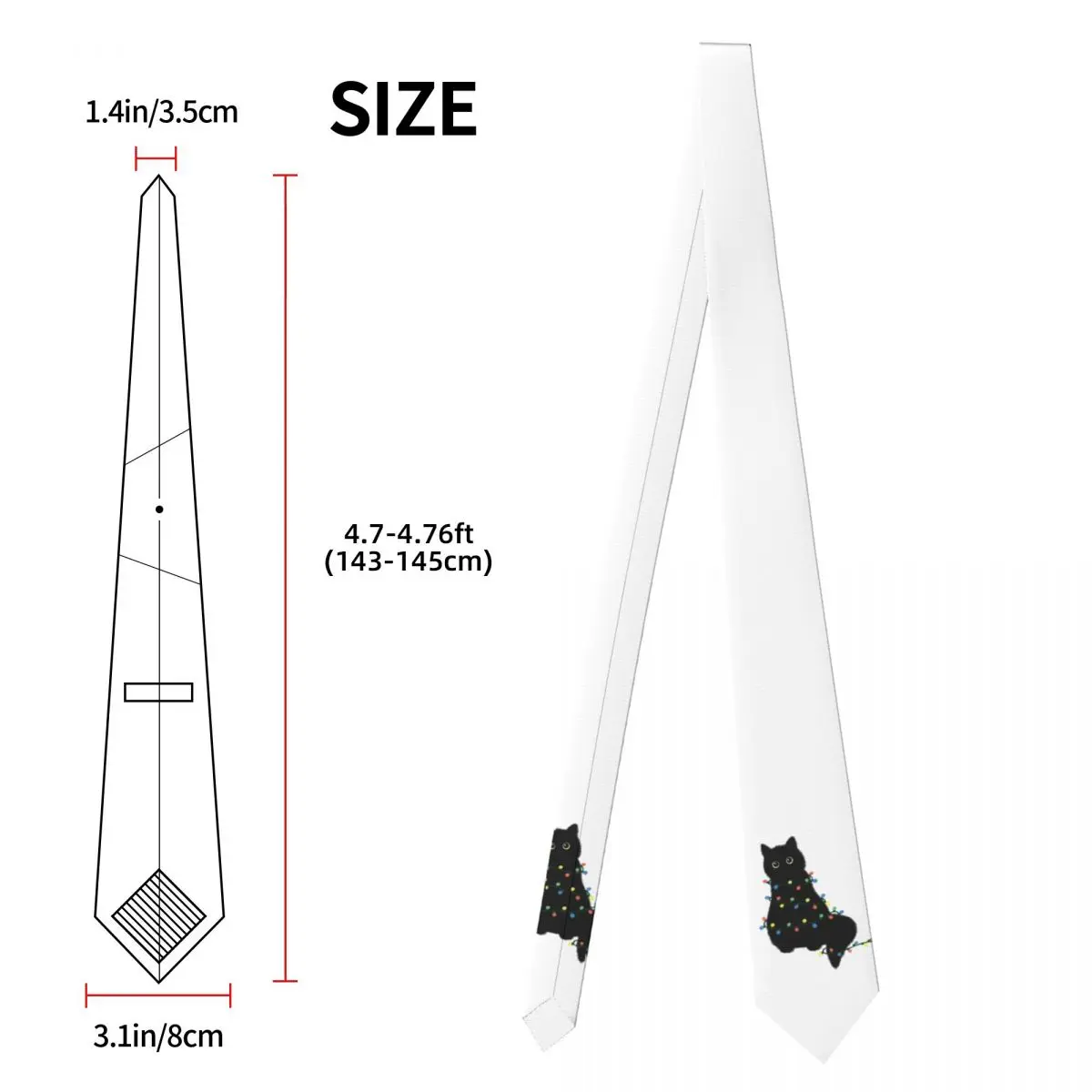 Мужской галстук с черным котом, шелковый полиэстер, 8 см, галстуки, свадебные аксессуары, классический галстук Gravatas