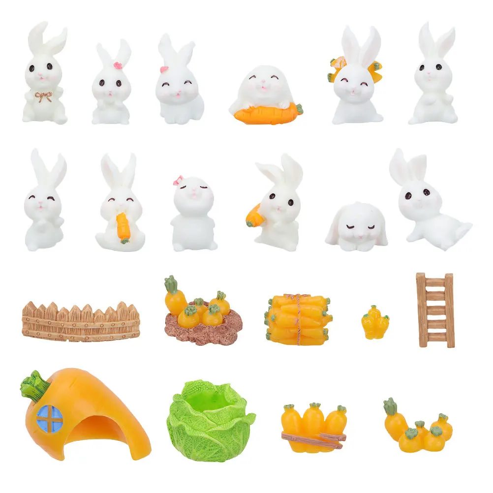 

21Pcs Mini Rabbit Resin Micro Landscape Garden Ornament Balcony Yard Decor Charming Design Mini Rabbit Adornment
