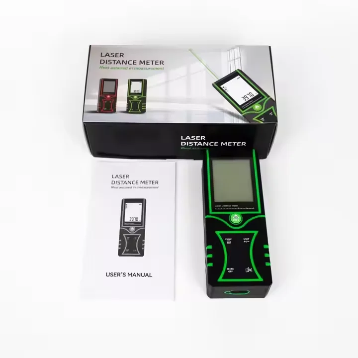 เครื่องวัดระยะด้วยเลเซอร์แบบชาร์จไฟได้ หน้าจอ LCD 2.0 นิ้ว พร้อมฟังก์ชันกล้อง ระยะการใช้งานกลางแจ้ง 120 เมตร สำหรับงานอุตสาหกรรม