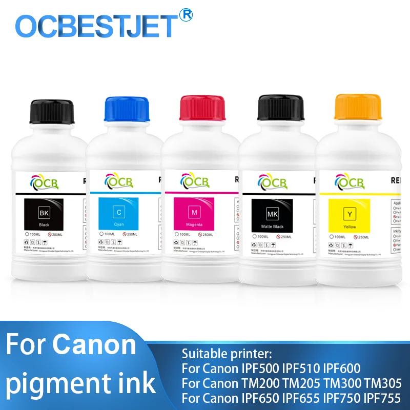 250ML Waterproof Pigment Ink Refill For Canon Ink Cartridge For Canon TM200 TM205 TM300 TM305 200 205 300 305 Printer