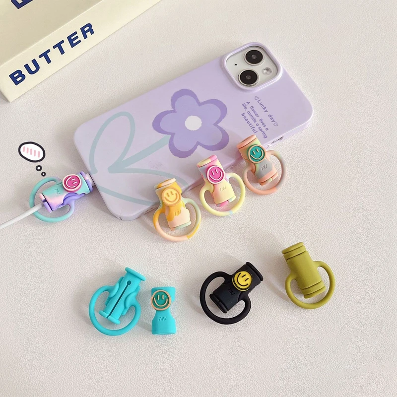 2 in 1 Cartoon Cable Soft Silicone Protector Cord Wire Protection Mini Cover Charging Cable Winder Protector Cover 15 Styles