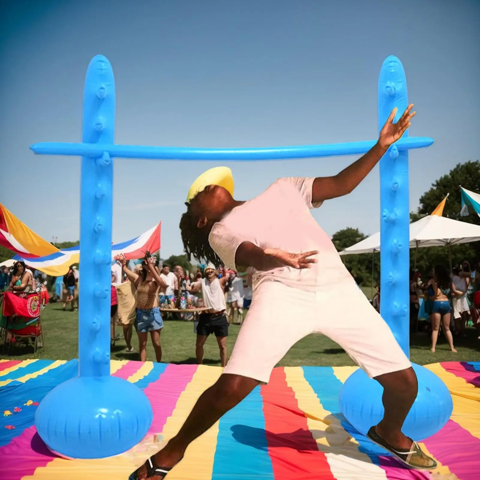

Jumping Stick For Kids Easy Setup Inflatable High Jump Pole Game Portable Interactive Prop For Summer Backyard Pool Party Family