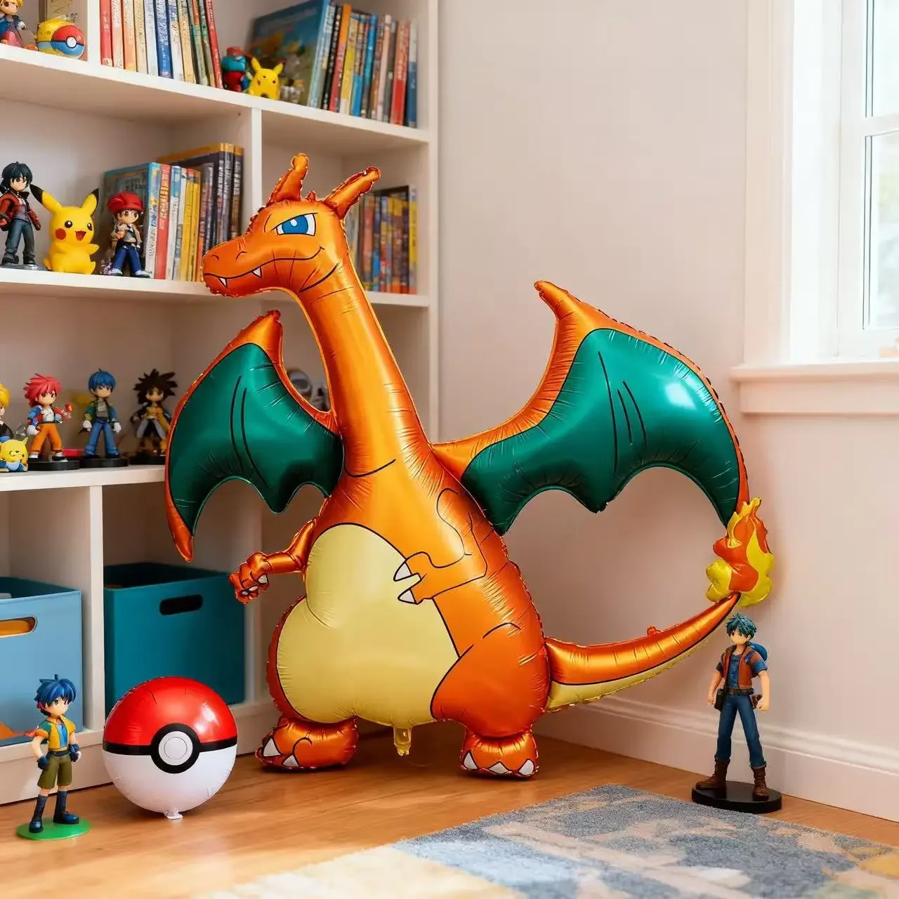 Pokemon Balloon 3D Large Fire-breathing Dragon Foil Balloon Children Happy Birthday Party Decoration Cute Cartoon Party Supplies