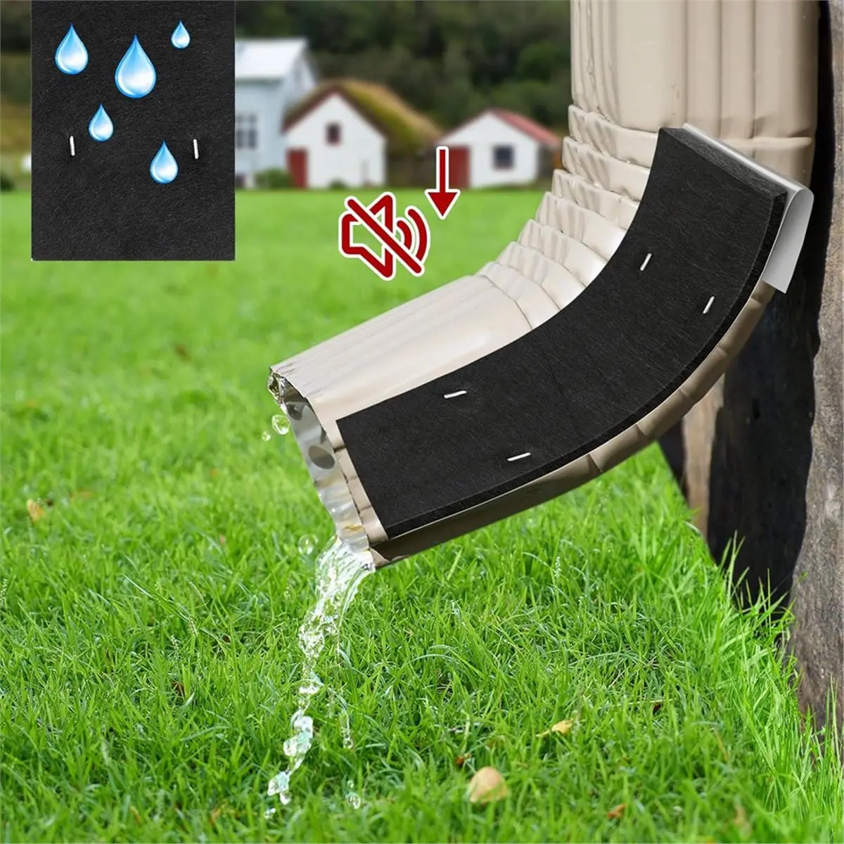 4pcs Gutter Noise Dampener 2.6 X 11.8 in Rain Noise Downspout for Outdoor Sound Reducer