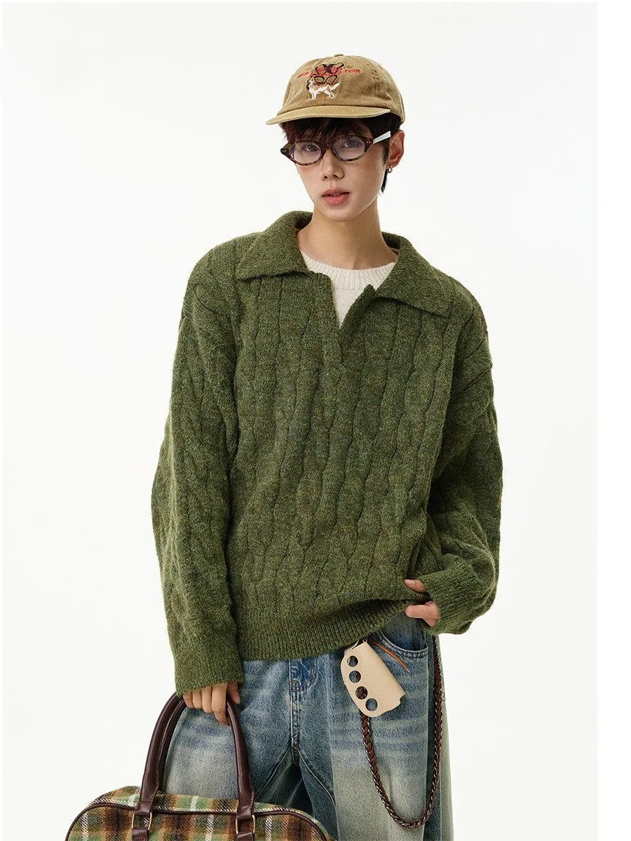 

Свитер витогона в американском стиле ретро, свободный свитер для мужчин и женщин, осень-зима, повседневное вязаное пальто для пар, V-образное волокно из полиэфирного волокна