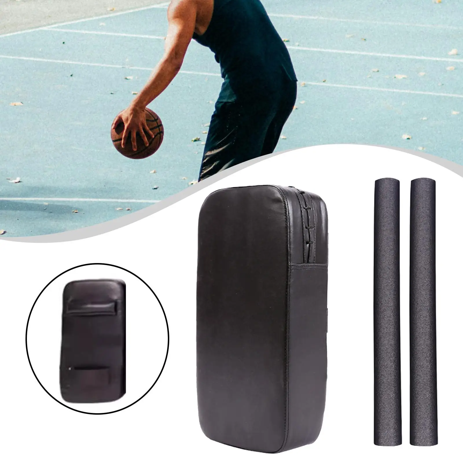 แผ่นบล็อกกิ้งหนัง PU พร้อมที่จับสำหรับการฝึกซ้อมบาสเกตบอลและฟุตบอล