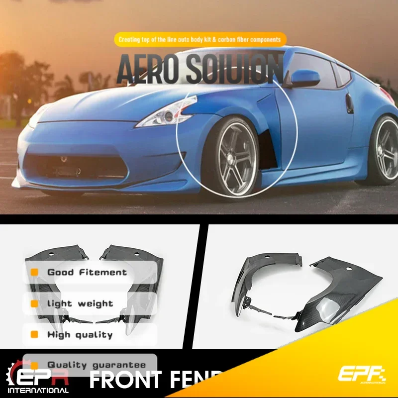 

For 09 onwards Nissan Fairlady 370Z Z34 EPA1 Style Carbon Glossy Front Fender Mudguards Body kits (only below vents opened)