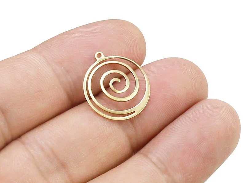 30pcs Round Spiral Earring Charms, Circle Brass Findings, 18.6x16.5mm, Bracelet Pendant, Jewelry Making R2418