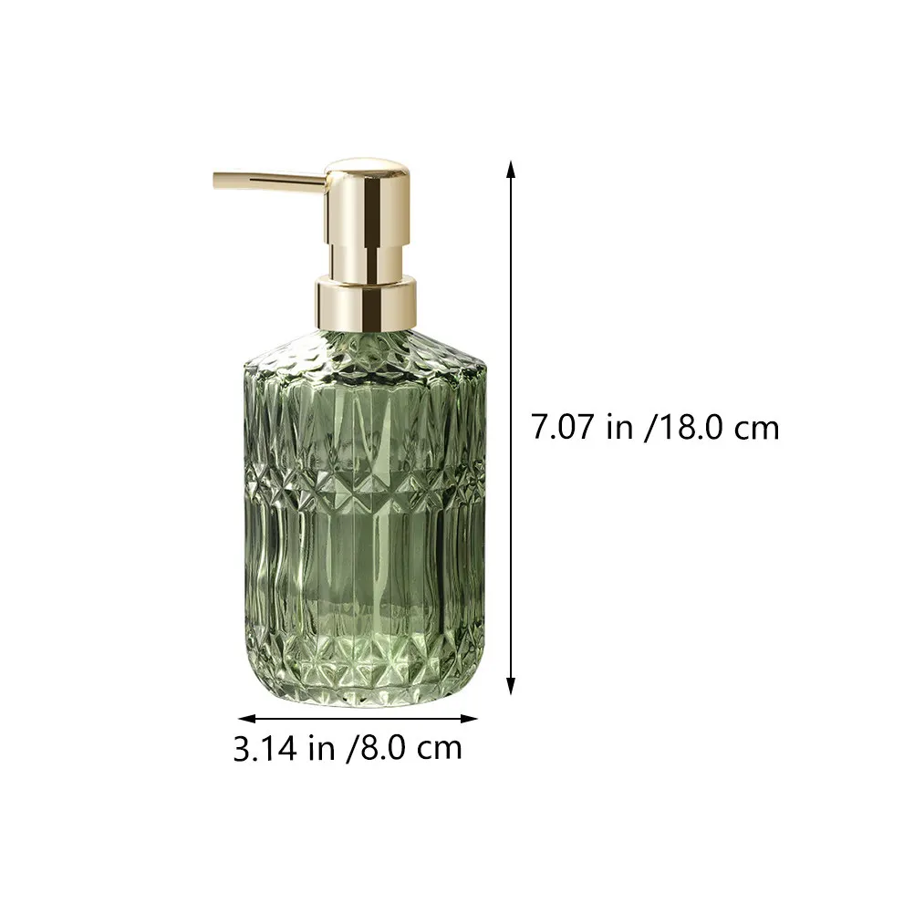 1Pcs Exquisite Transparent Glass Pump Bottle Fine Crafted Non-Slip Bottom Threaded Cap for Hand Soap Body Lotion Bath Cream