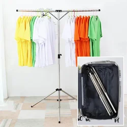 82-140cm Portable Foldable Drying Rack,Outdoor Camping Travel Drying Rod for Coat,Retractable Clothes Hanging Horse Floor Stand