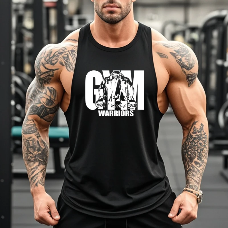 Sommer Herren Baumwolle O-Ausschnitt Gym Casual Tank Top Atmungsaktiv Fitness Ärmelloses Shirt für Bodybuilding Gewichtheben Sportweste