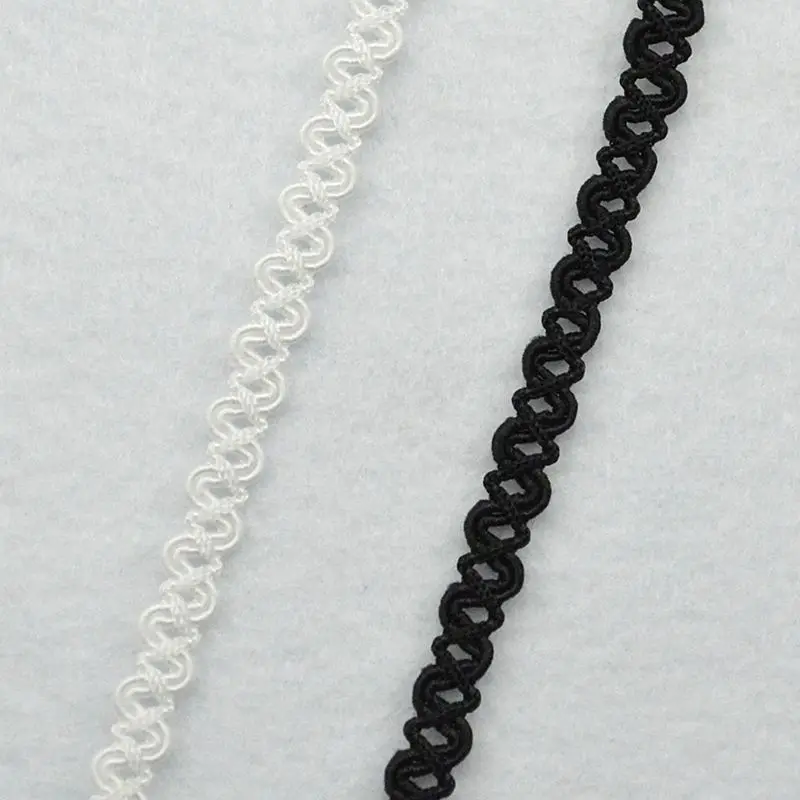 5 meter / 16,4 ft per pak nieuwe kanten riem kledingaccessoires DIY decoratieve trouwjurk kanten kleding zwart-wit dubbel 8-karakter kant