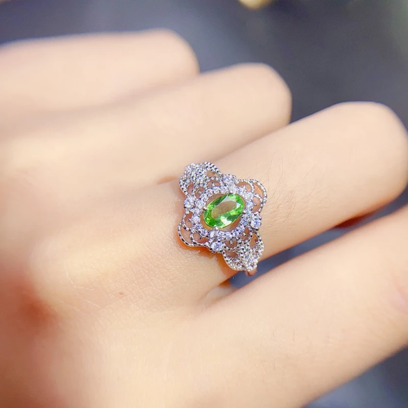 Natural Tsavorite Garnet ring for women silver 925 jewelry luxury gem stones 18k gold plated free shiping items Party Gift