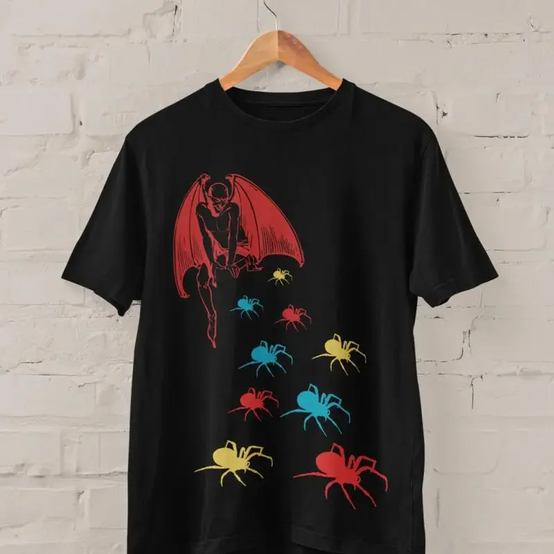 Devil T Shirt Spider Demon Alt Clothing Clowncore Horror Occult Pastel Goth Dark Academia Grunge