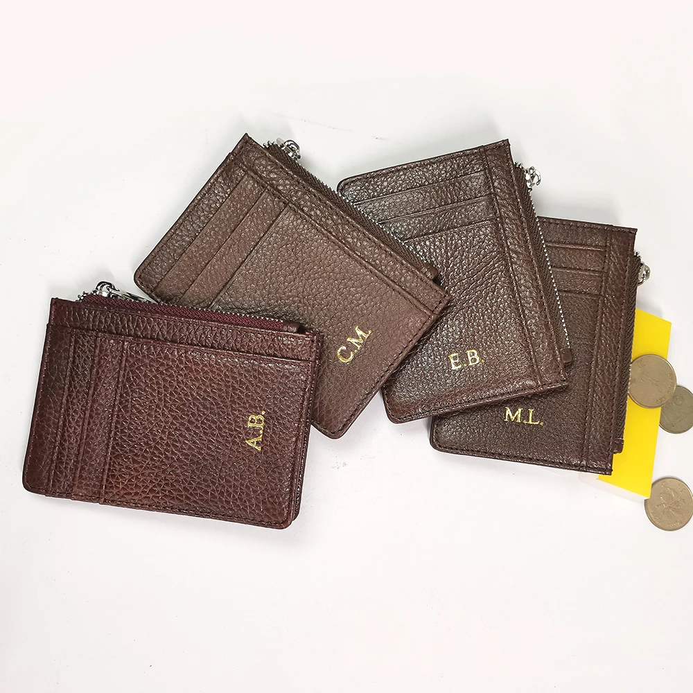 Personalisierter Luxus-Kartenhalter mit Reißverschluss aus echtem Leder, modische Geldbörse, lässige Visitenkartenmappe für Damen, Großhandel. – Detail 8