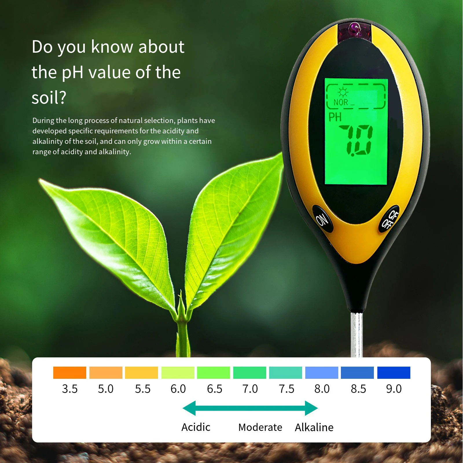 Soil PH Tester 4 in 1 PH Light Moisture Acidity Tester Soil Tester Moisture Meter Plant Soil Tester Kit for Flowers