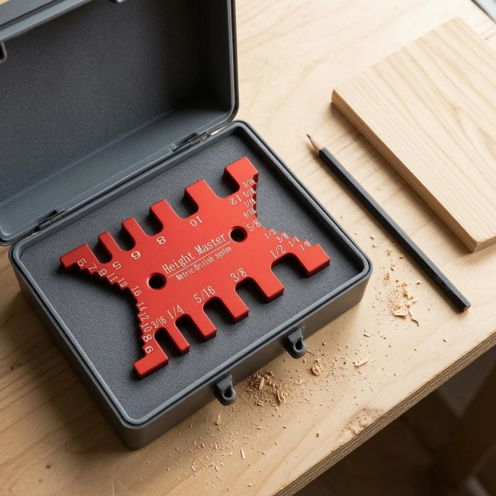 Woodworking Height Gauge Stepped Cutouts Wood Height Gauge Notched Measuring Plate Two-Scale Scale Layout Tool Round Holes