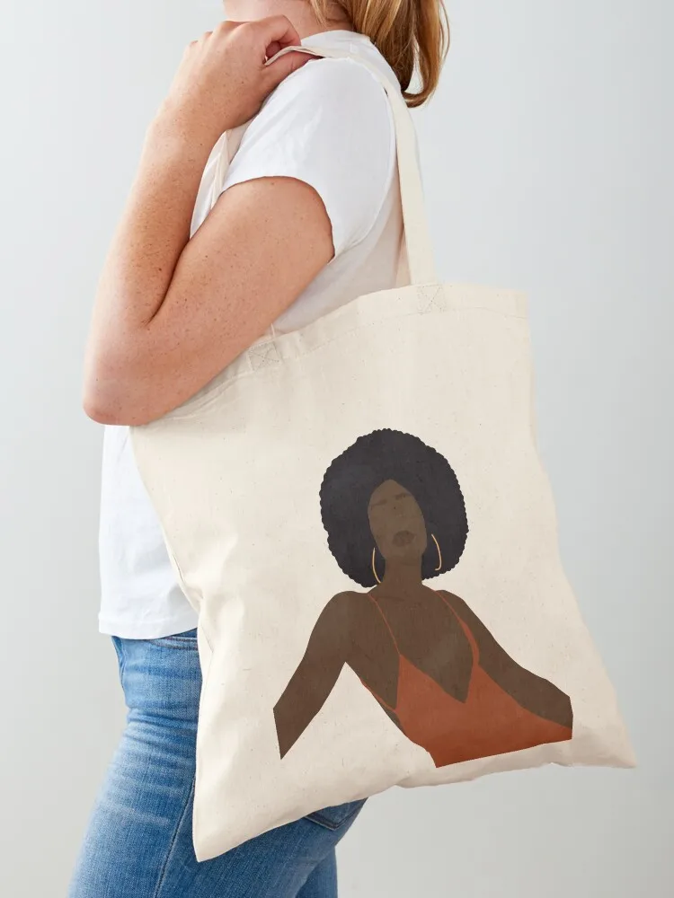 Afro Woman Minimal Art Tote Bag Women's bags Canvas bag for women bag luxury women