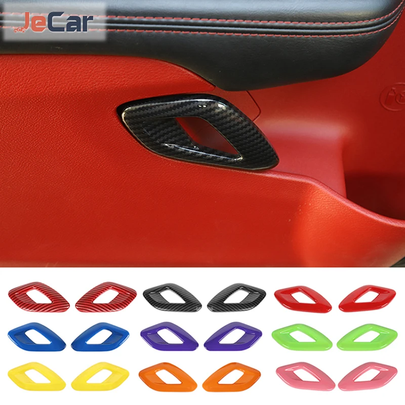 JeCar-cubierta de manija de puerta interior de coche, pegatinas embellecedoras, decoración ABS, funda protectora para Dodge Challenger 2015 up, accesorios para coche