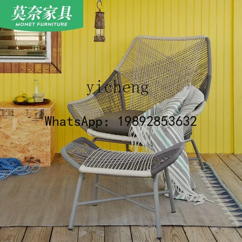 LYY الروطان الأثاث في الهواء الطلق الحديثة كرسي أريكة بسيط في الهواء الطلق شرفة حديقة فناء طاولة مقهى وكراسي الديكور #4