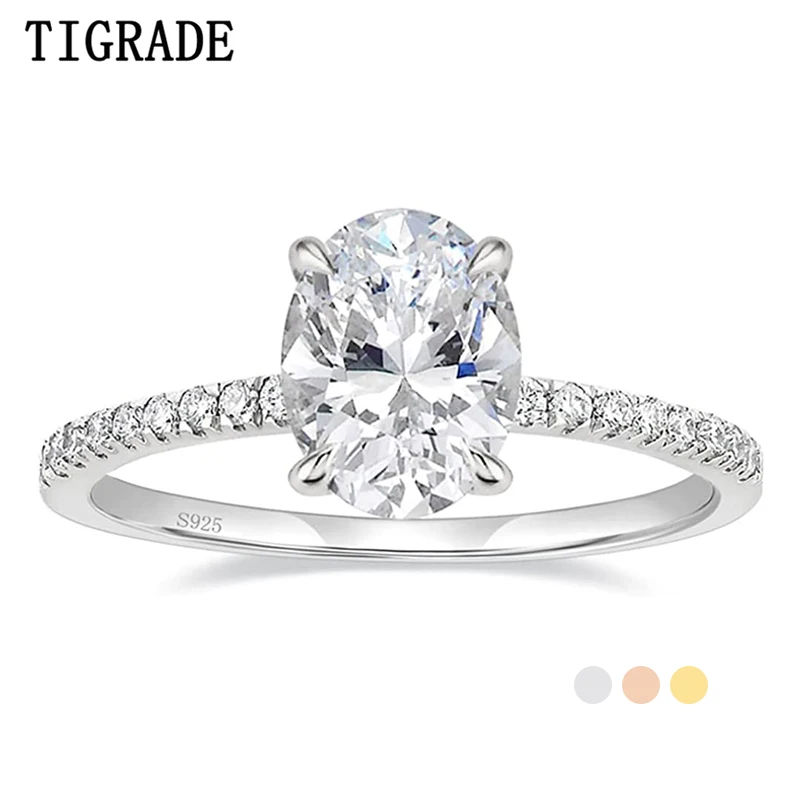 

Tigrade 3CT 925 Sterling Silver Engagement Rings Oval Cut Cubic Zirconia Wedding Promise Rings Stunning Wedding Bands for Women