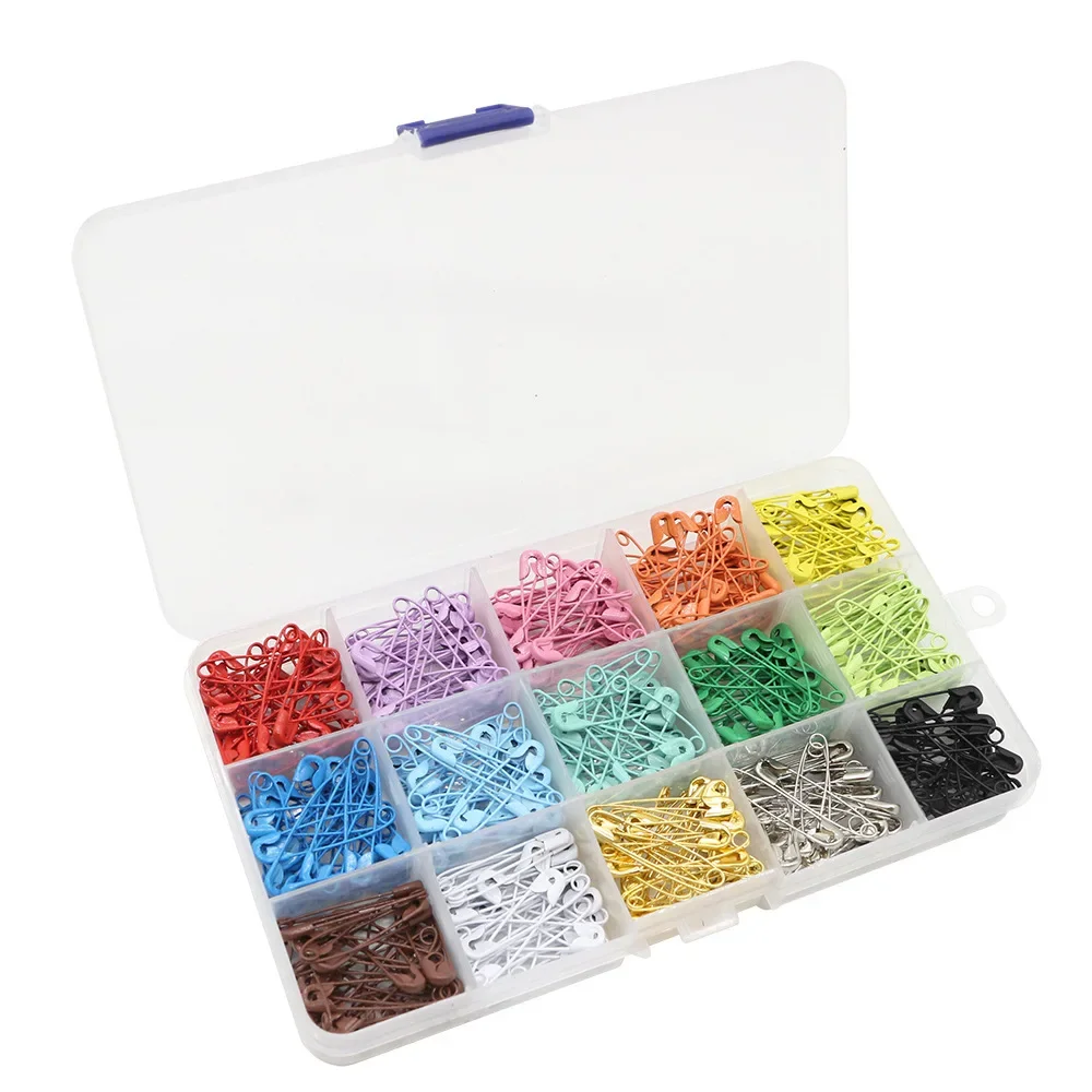 2024 Hot Selling 15 Color 300 Pieces/box 450 Pieces/box Colorful Safety Pin Set 32mm Versatile Household Pins for Clothing