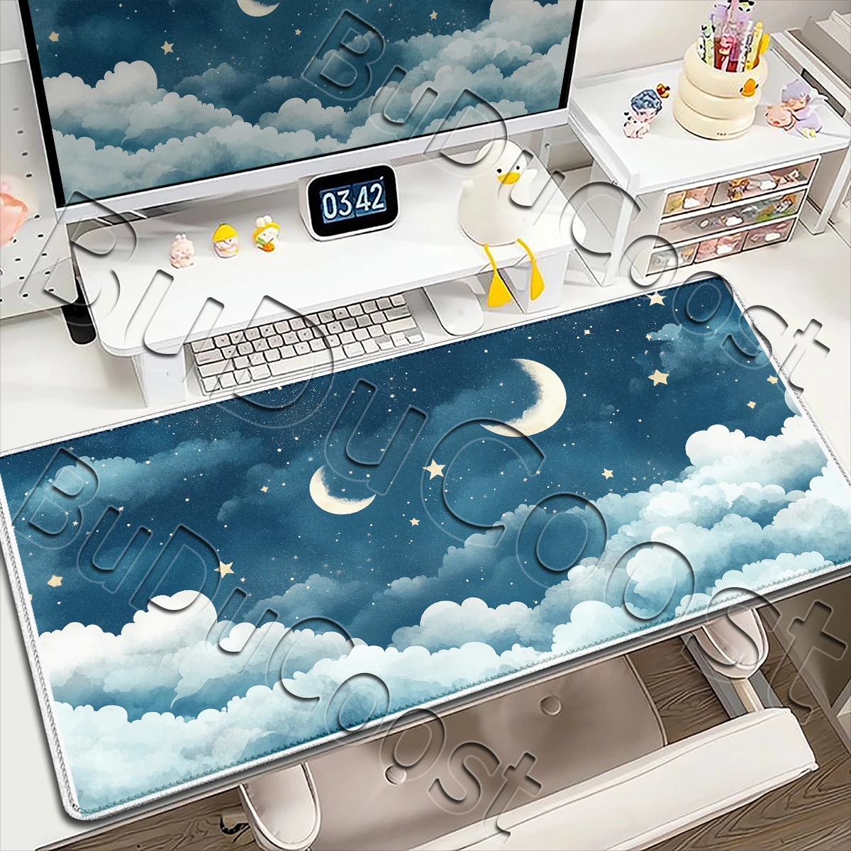 Large Size Rubber Anti-skidding Washable Stable Computer Office Gaming Keyboard Mousepads Dreamy Sky Pattern Game Desktop Carpet
