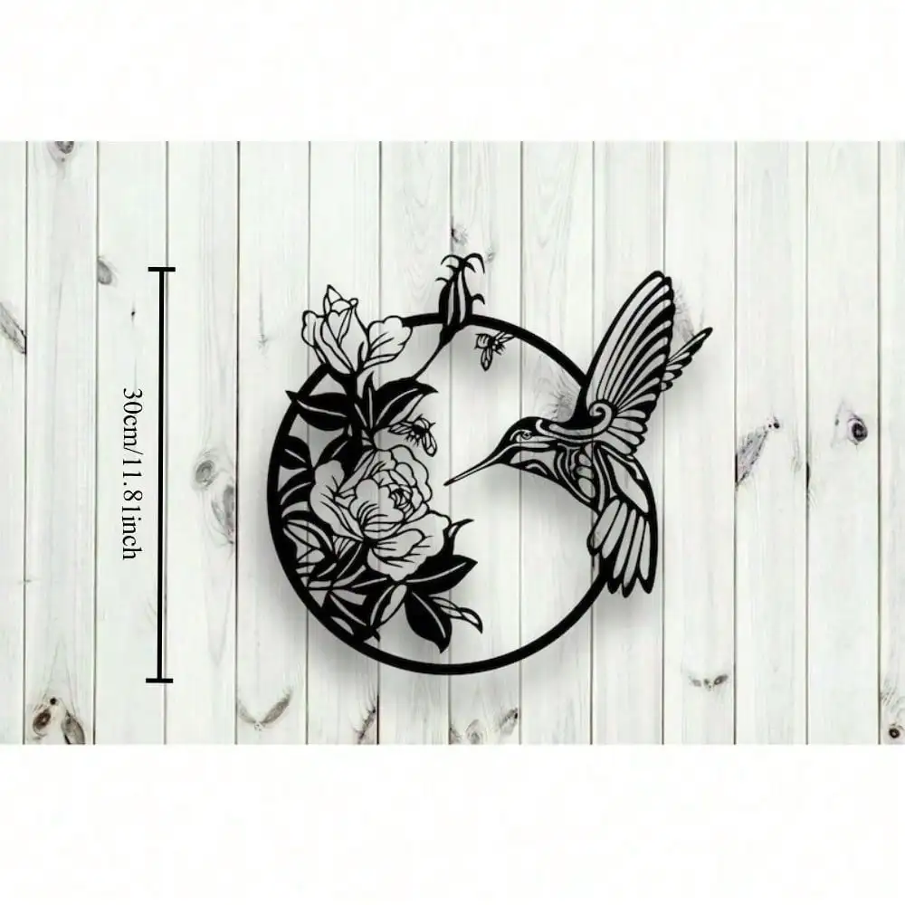 CIFbuy Iron Wall Art Hummingbird Metal Sculpture Rotating Hook Decor Functional Home Ornament Rustic Vintage Design