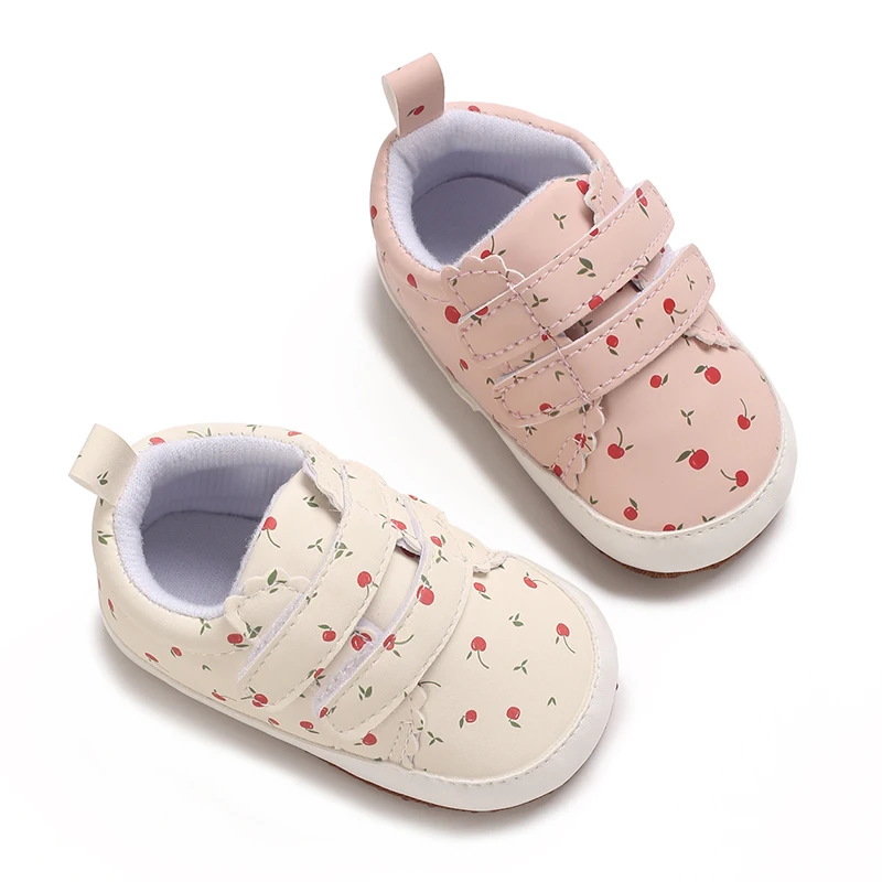 

Newborn First Step Baby Shoes Cute Little Cherry Baby Causal Shoes Soft and Warm Anti-slip for Spring and Autumn 0-18 Months