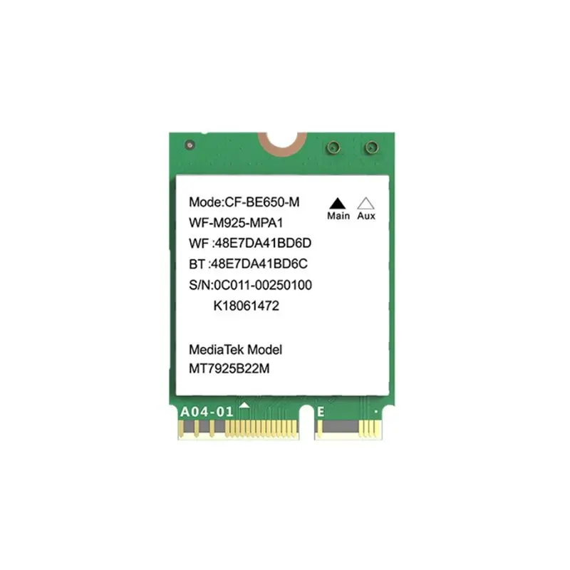 

AED7-Wifi 7 CF-BE650-M Bluetooth 5.4 M.2 Сетевая карта 6400 Мбит/с, беспроводной адаптер для ноутбуков и компьютеров с Windows 10/11