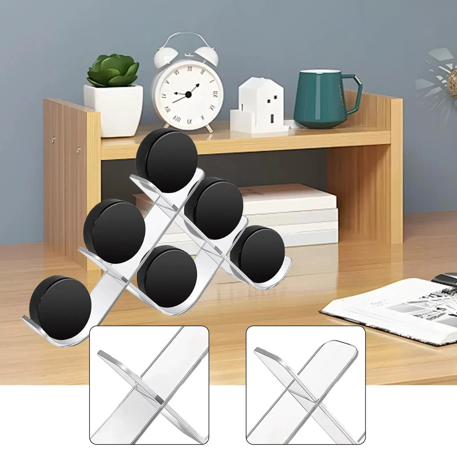 Six Slot Acrylic Hockey Puck Display Rack Stand for Collecting Autographed Sports Game Gifts