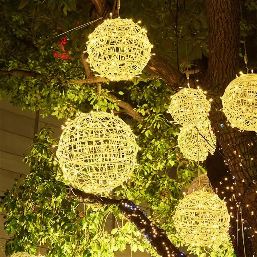 

20/30CM Outdoor Holiday Globe Ball Hanging Light Christmas Starry Twinke Fairy Globe Light Garden Patio Tree Lantern Ball Light