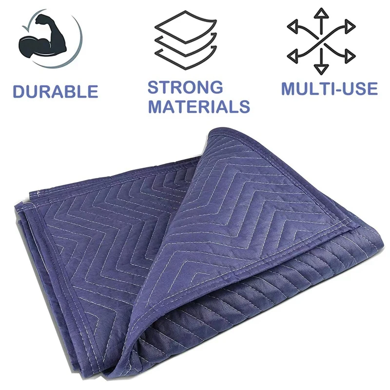 2 Piece Moving Blankets 40X72inches Heavy Duty Packing Blankets For Moving Shipping Furniture Wrapping For Furniture-Blue