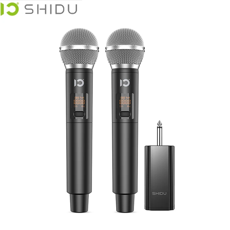 SHIDU U20 Wireless Charging Microphone Recording Karaoke Ultra High Channel Handheld Pairing Dual Microphone Support For Parties