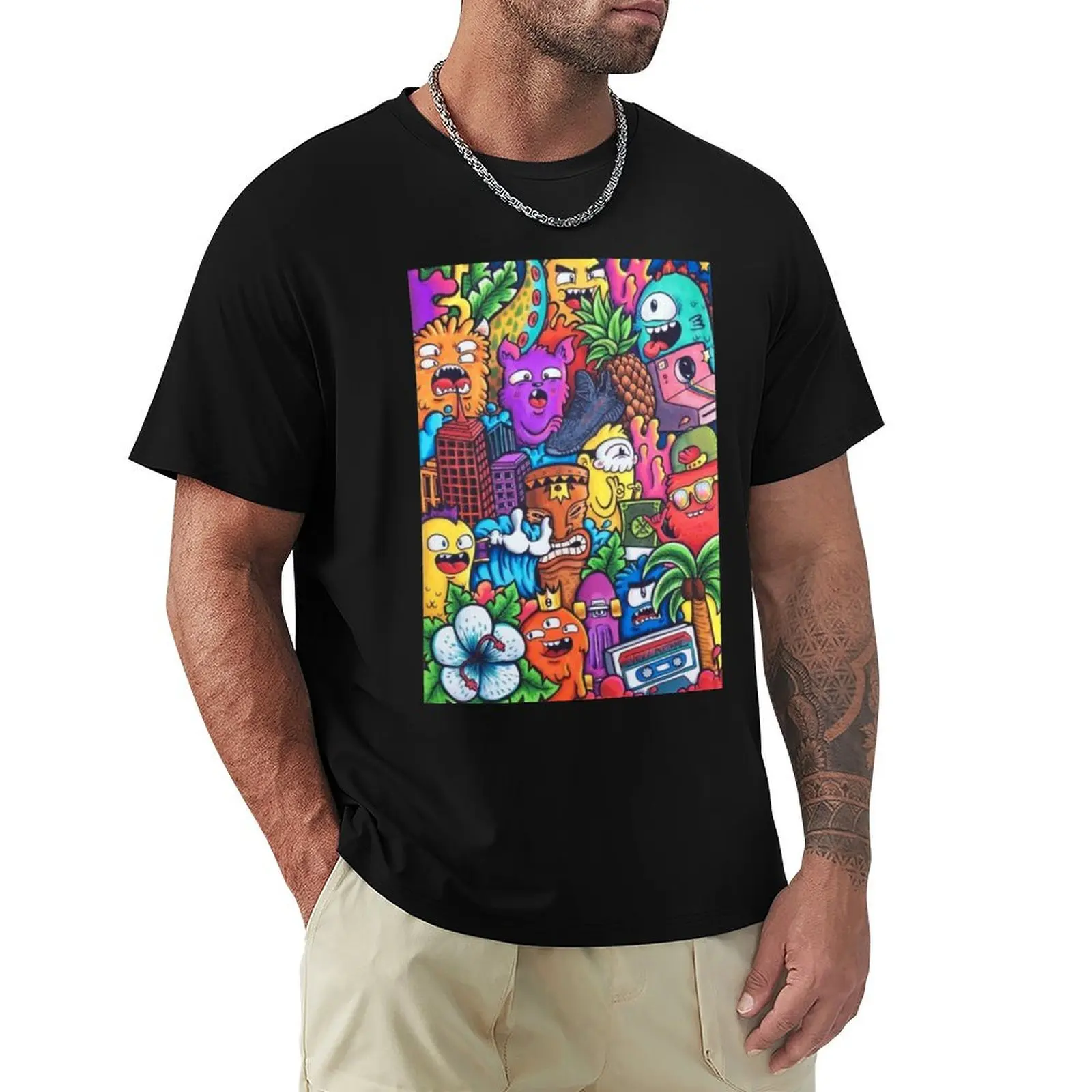 Camiseta zhc de Tamanho Grande com Gola Redonda
