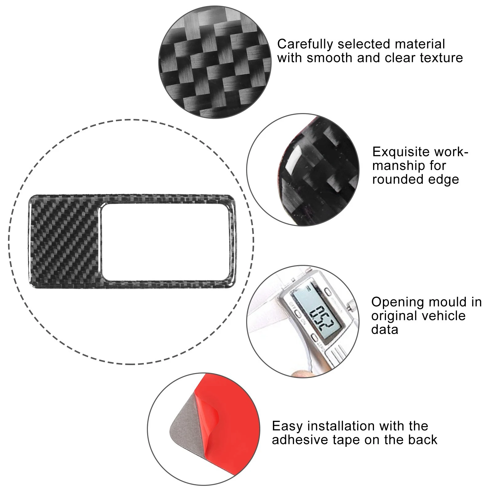 Carbon Fiber Brake Switch Frame Parking Switch Panel Frame Cover Carbon Fiber Sticker Fit for  MX‑5/Roadster ND 16‑20