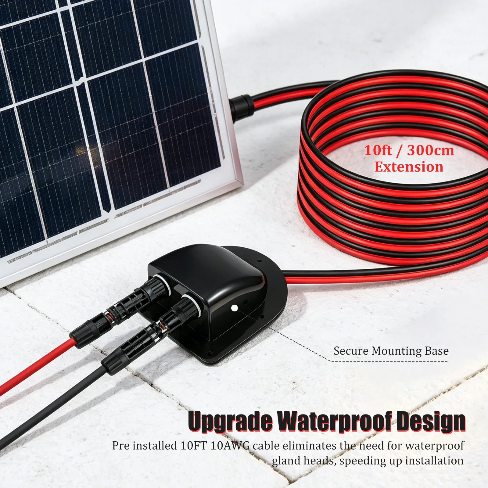 Solar Car Junction Box Solar Extension Wire Cable PV Wire Entry Gland Box Roof Wire For RV Caravan Boat Yacht Auto Accessories - view 2
