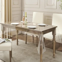 PVC transparent tablecloth with a thickness of 0.25mm, heat-resistant, waterproof, and oil resistant dining table mat, 1pc